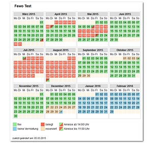 Belegungskalender f�r Ferienh�user und Ferienwohnungen